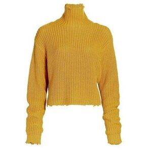 New RtA Beau Turtleneck Sweater Womens S Knit Cotton Long Sleeve Cropped